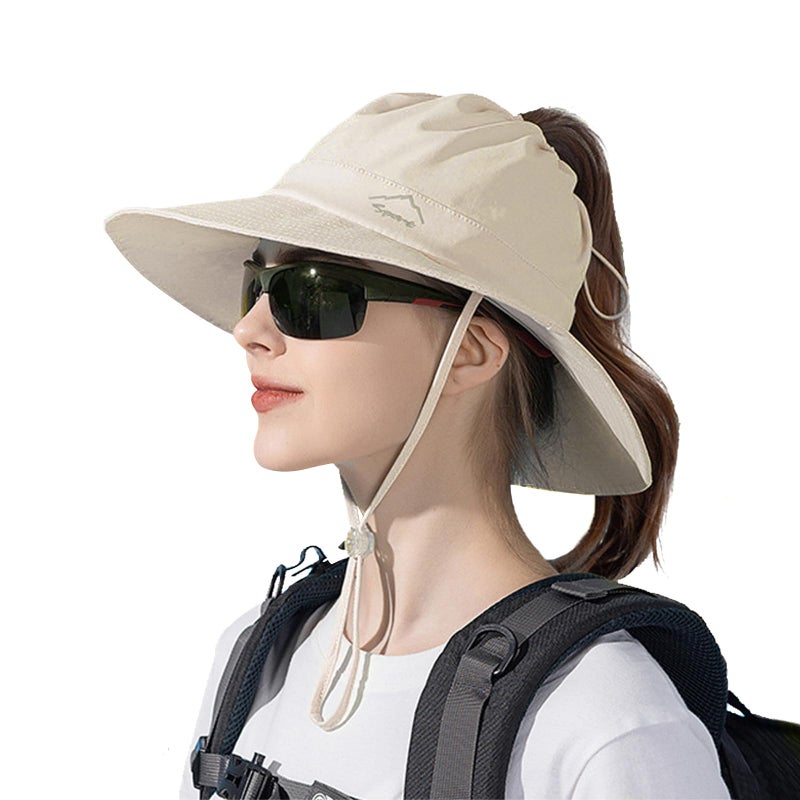 Dukars Sun Hat for Women Men with Ponytail Hole, UPF 50+ Wide Brim Bucket Hat for Fishing Hiking Gardening Grey - Image 1